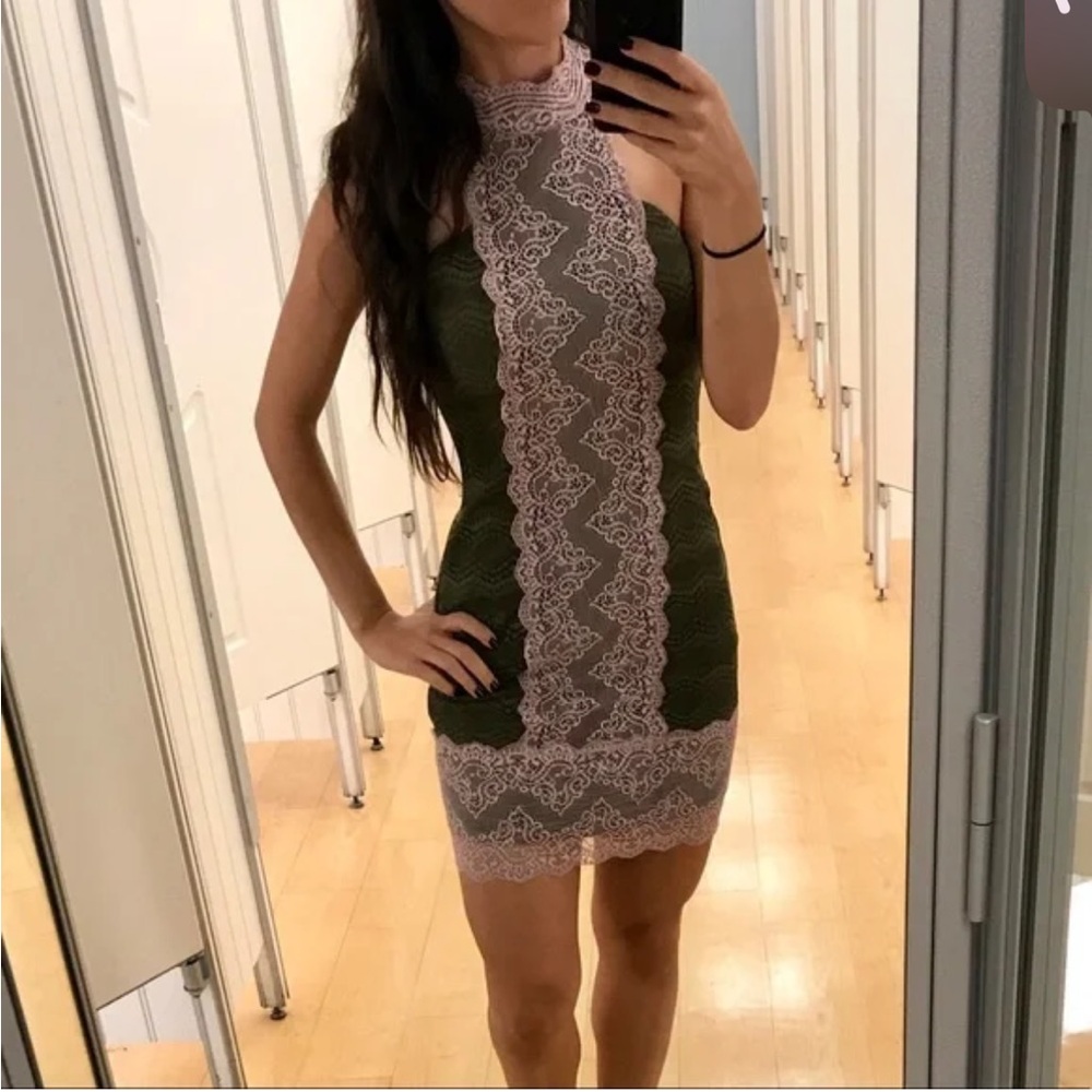 NWT XS Free People Natasha Lace Trim Bodycon Dress
